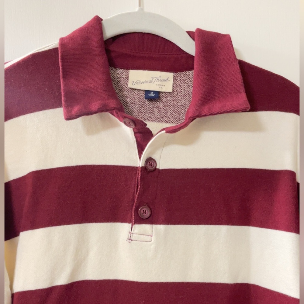 Universal Thread Burgundy & Cream Striped Long Sleeve Top M - Picture 5 of 5
